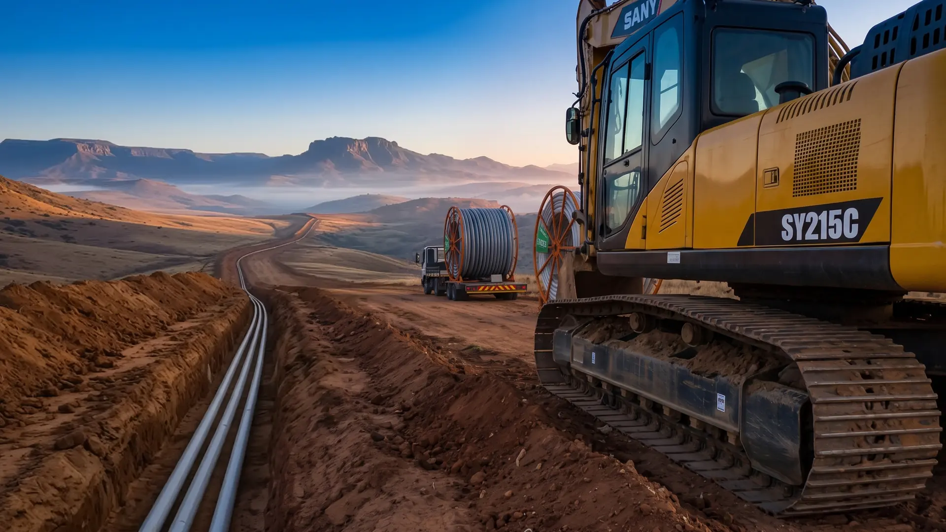 Instalación soterrada de la cañería flexible Z-FleX en un yacimiento de la Patagonia